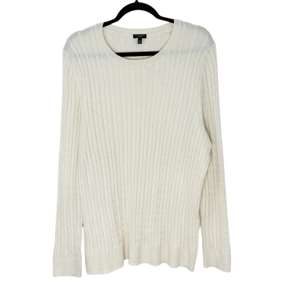 Talbot’s Cream Wool Blend Cable Knit Lightweight Sweater Size 3X